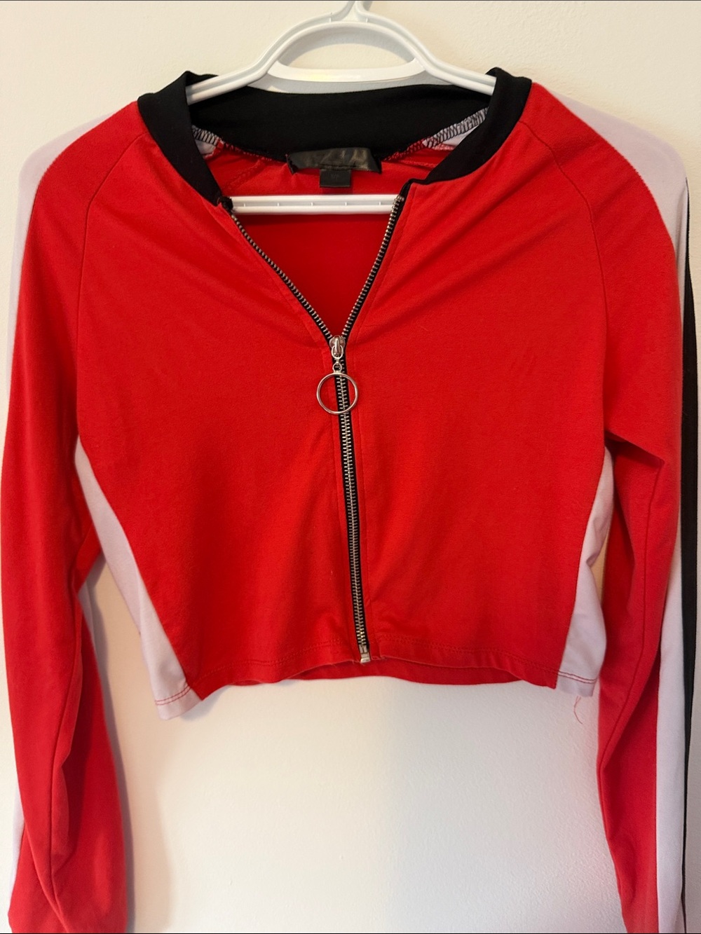 SWS Activ Y2K Red Racing Moto Zip-Up Crop Top Size S